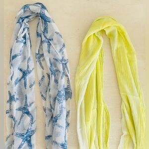 Lot of 2 Chic Neck Head Scarves Scarf Tropical Starfish Summer Beach Yacht Boat